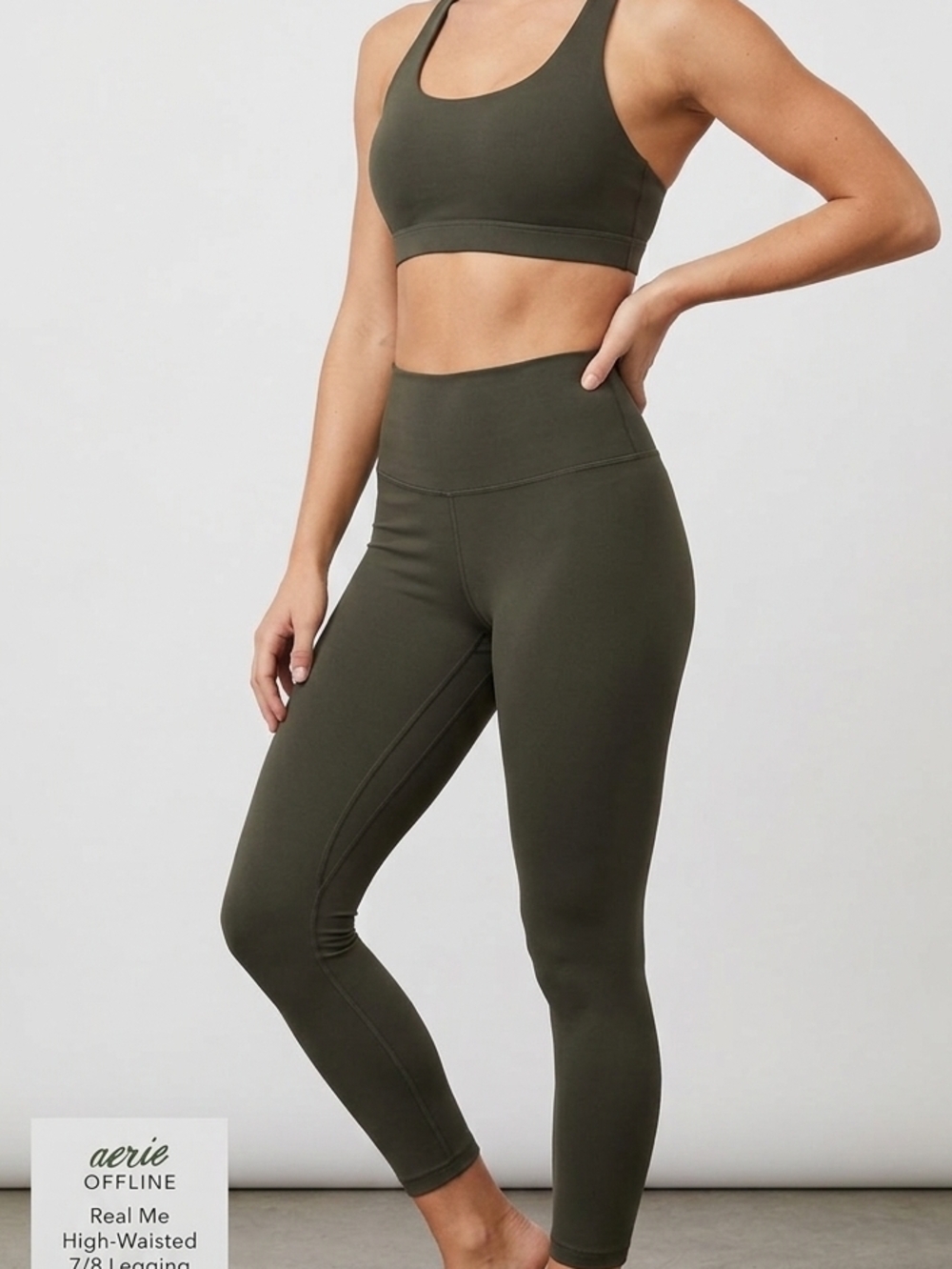 aerie Real Me High-Waisted 7/8 Legging - Olive Green